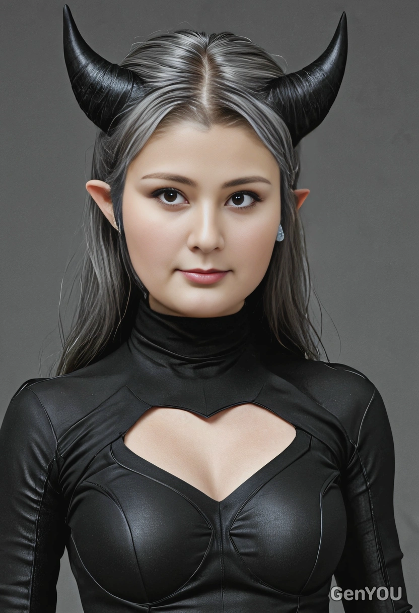 demon, grayish skin, black clothes