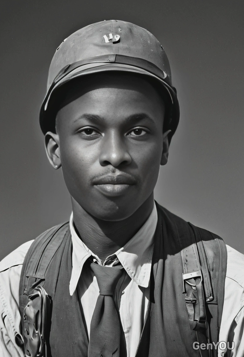 A 1940s war correspondent, black and white filter