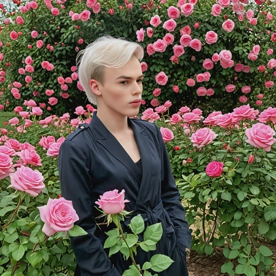 standing in a rose garden, the scent of flowers filling the air as they gaze