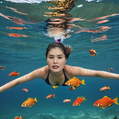 'swimming with colorful ocean fish'
