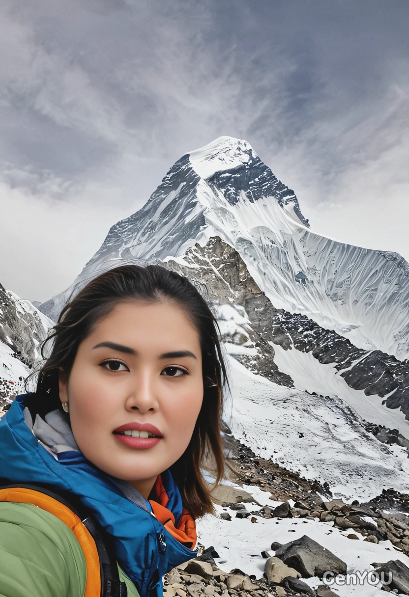 As a traveler taking a selfie around Mount Everest