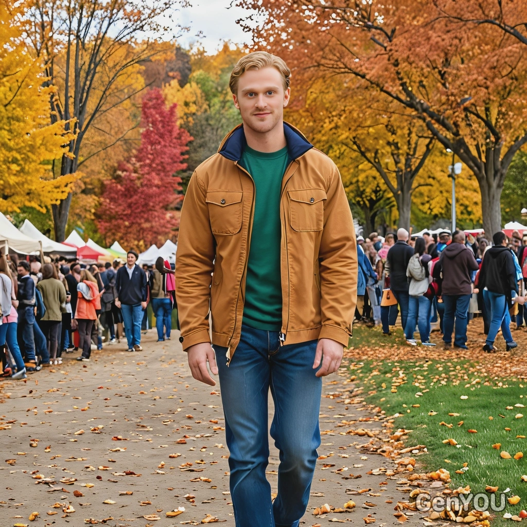 walking through an outdoor fall festival