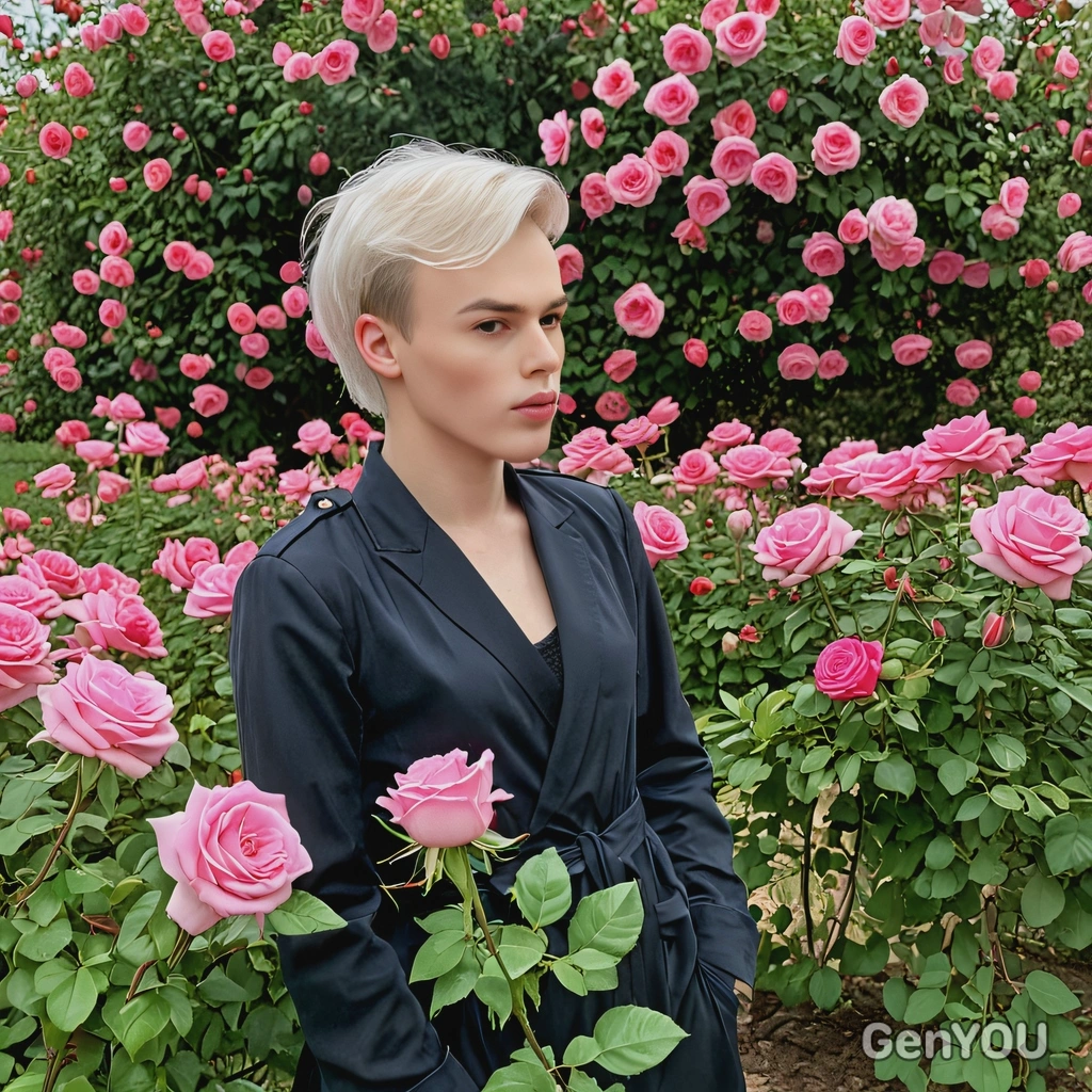 standing in a rose garden, the scent of flowers filling the air as they gaze
