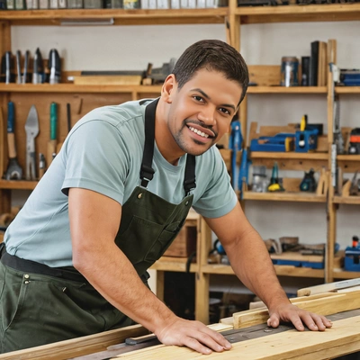 Carpenter, in a woodworking shop