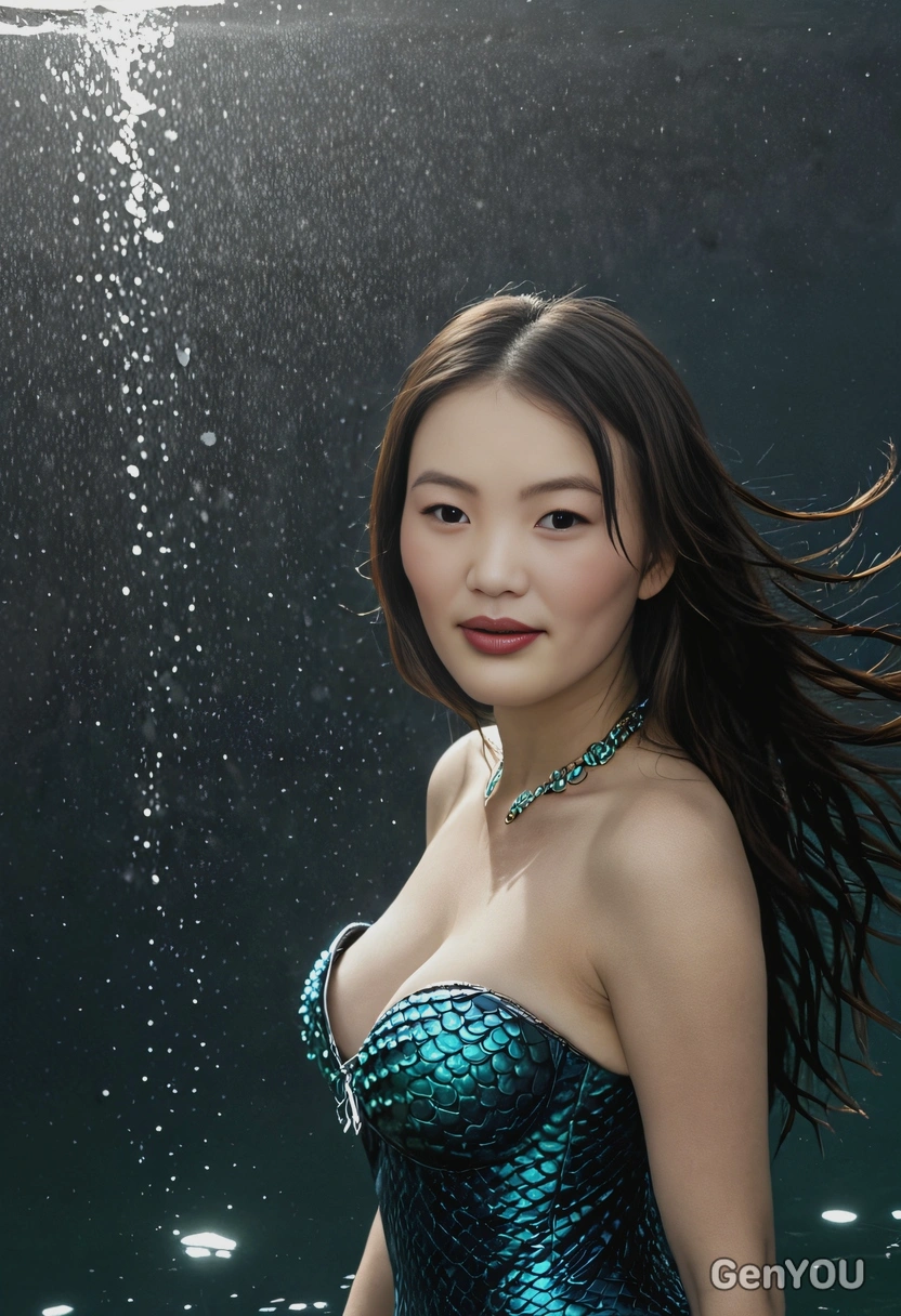 a mermaid in the dark waters