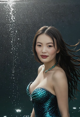 a mermaid in the dark waters