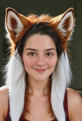 'fox features with fur and whiskers'