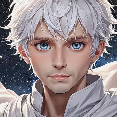 in a celestial arena, anime, big eyes, drawing