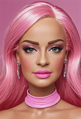 Barbie core Makeup, pink tones, long lashes, glossy lips