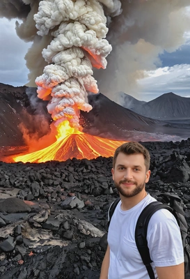 As a tourist standing at the edge of an erupting volcano