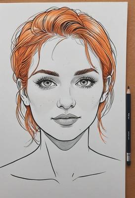 as hand drawn minimal-art avatar, rough drawed by colored liner