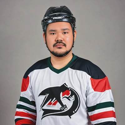 as a hockey player, dressed in full hockey gear