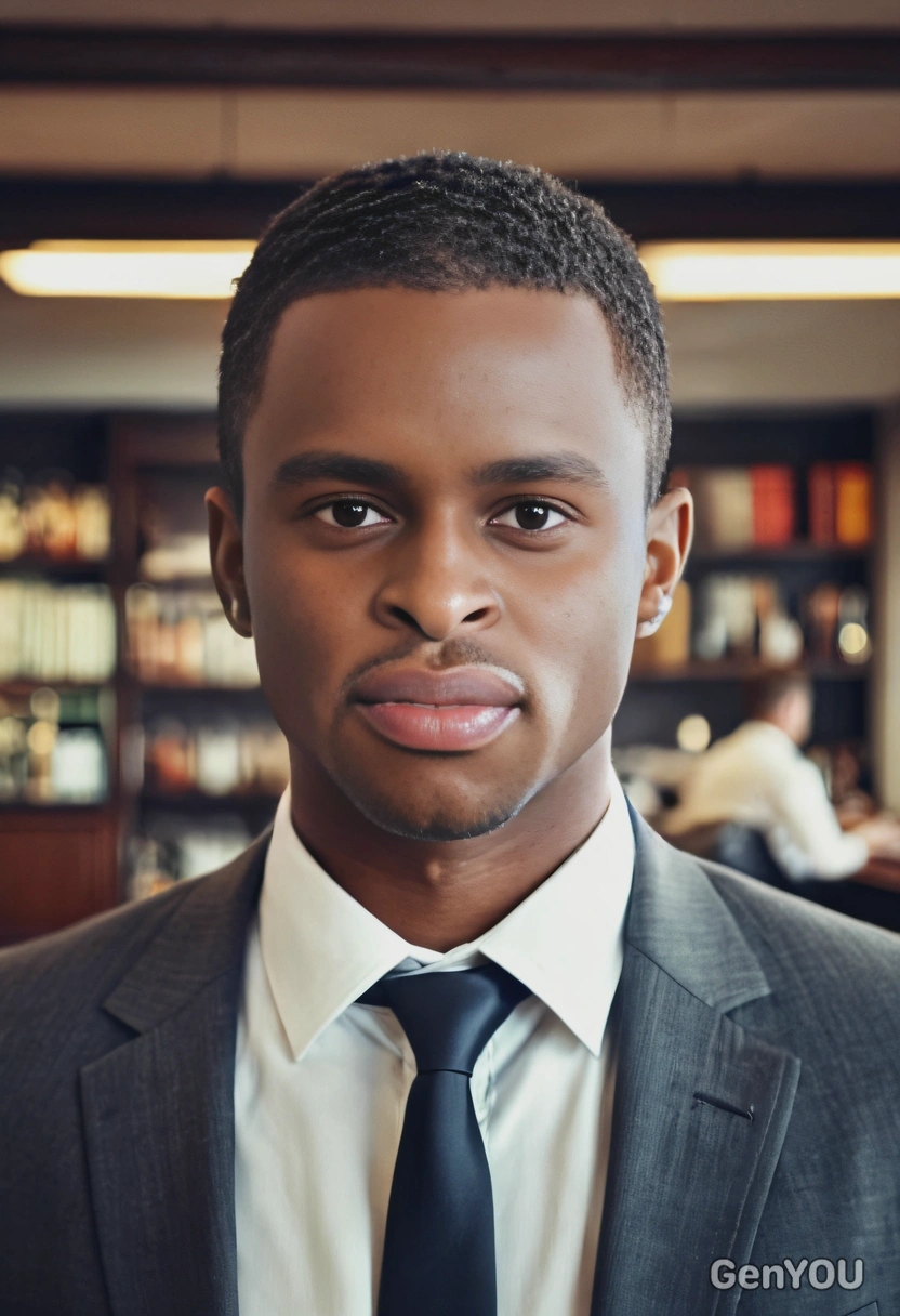 an office worker, eyes on you, blurred bar photo, photo filter on