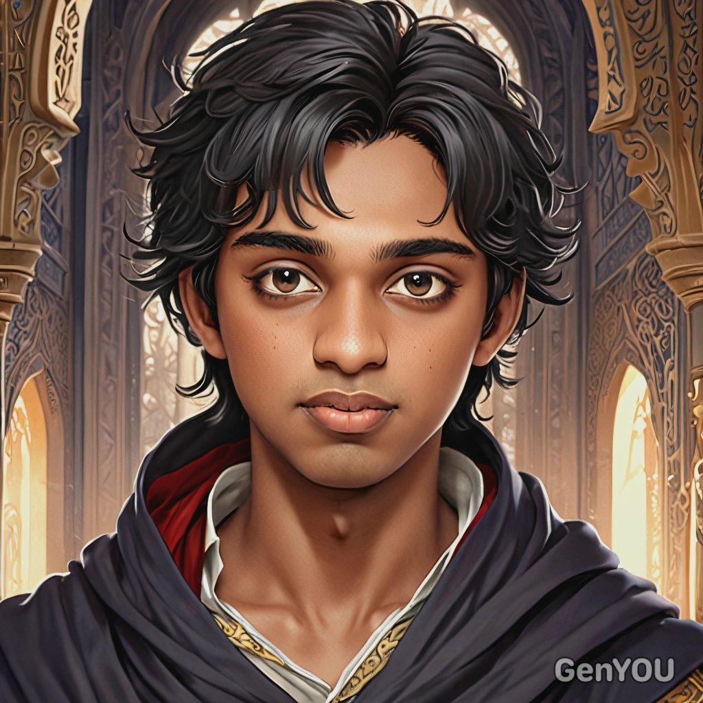 in fairy tale atmosphere, anime style, big eyes, drawing