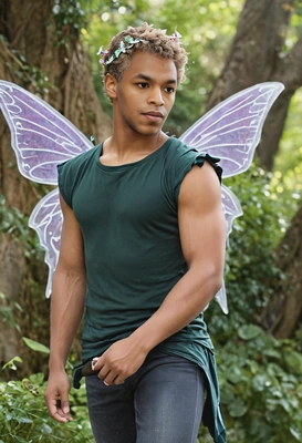 as a fairy, magical setting, blurred background