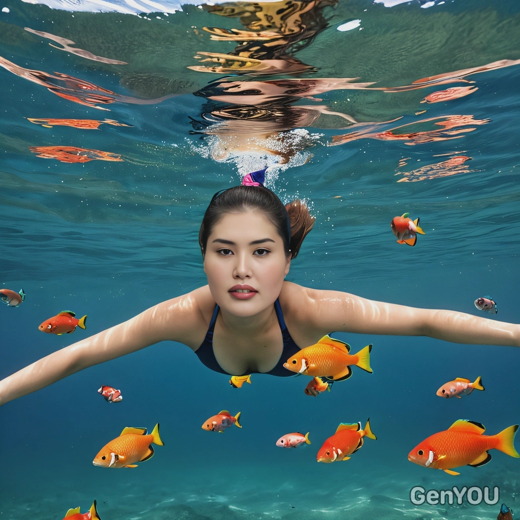 swimming with colorful fish in the ocean