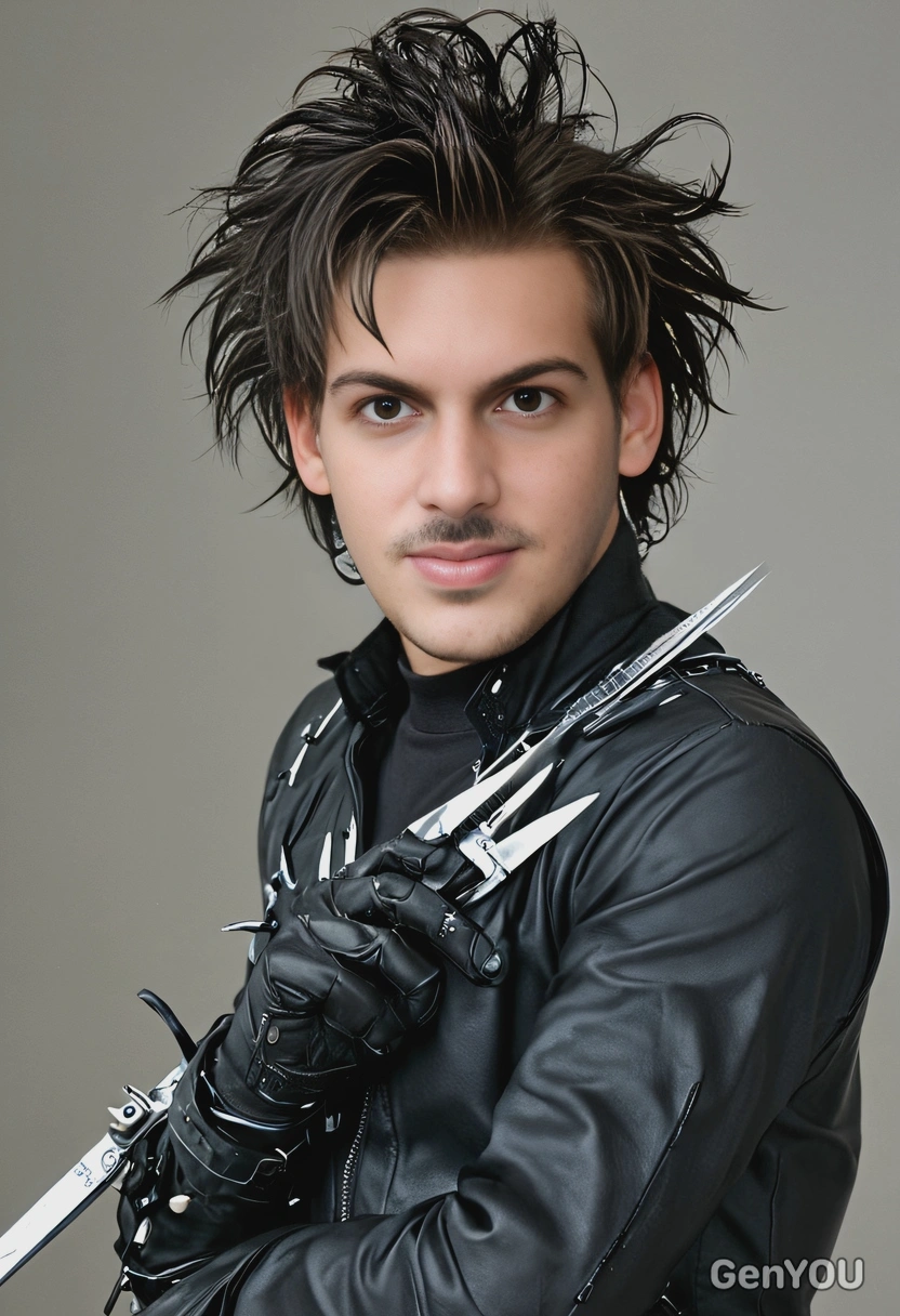 as Edward Scissorhands, mid-shot 
