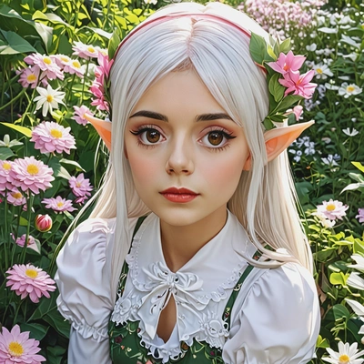 Elf girl in a floral garden using best ai portraits