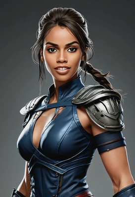 as a mortal combat character, fighter stand, high-quality stylized art, eyes on you, cartoonish style, visible brushstrokes 