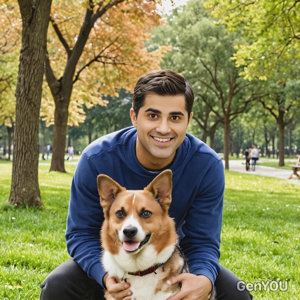 with a dog in the park